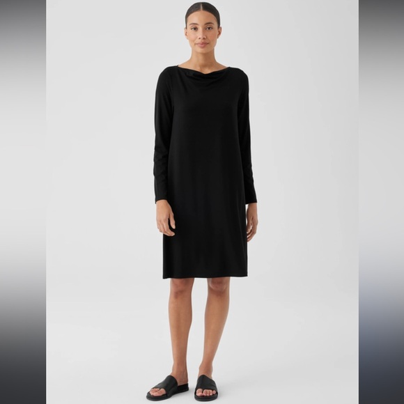 Eileen Fisher Petite Black Dress N184-38 - Picture 1 of 8